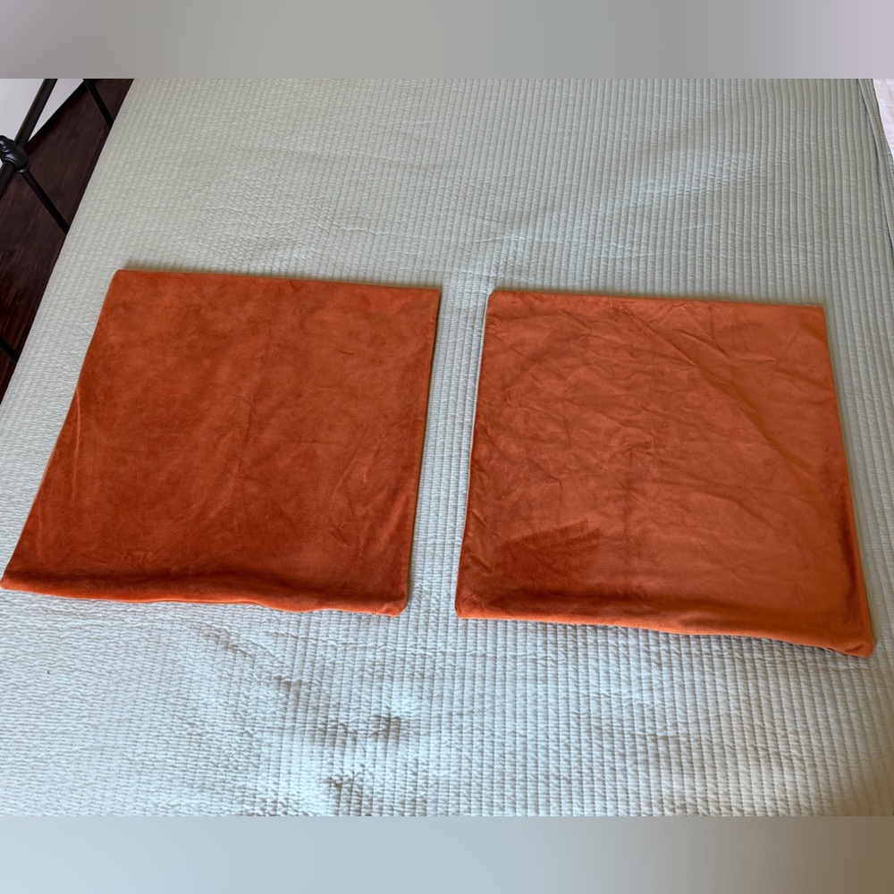 Orange Velvet Pillow Covers - Set of 2